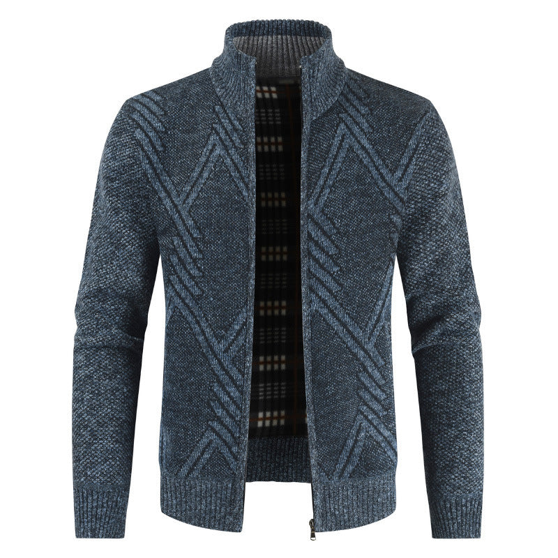 Herren Strickjacke mit hoch geschlossenem Kragen und strukturiertem Design Echoarchiv