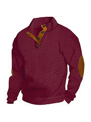 Herren nan Strickpullover mit Stehkragen und Lederbesatz Echo Archiv