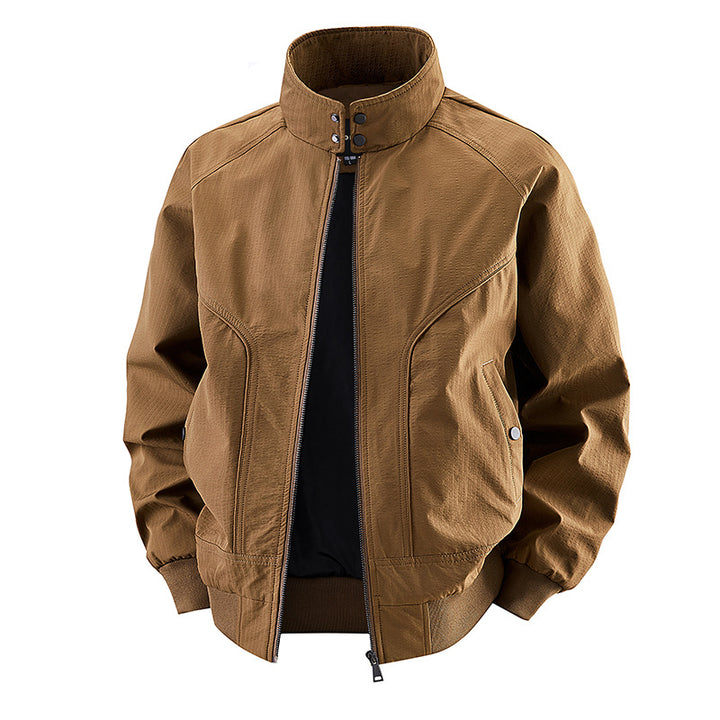 Men's stretch canvas stand-collar utility bomber jacket – Brevano