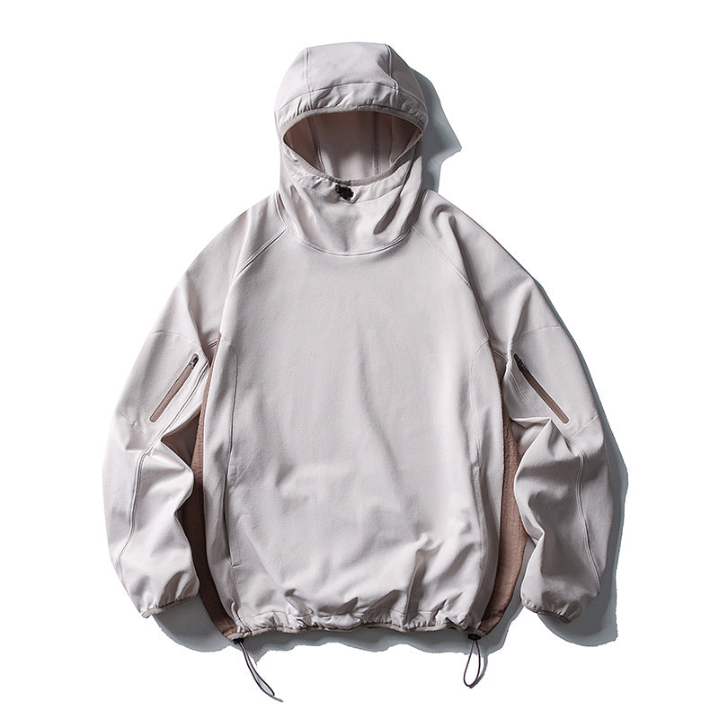 Unisex Leichter technischer Kapuzen-Anorak mit Raglanärmeln, Ärmeltaschen und Kordelzug Echoarchiv