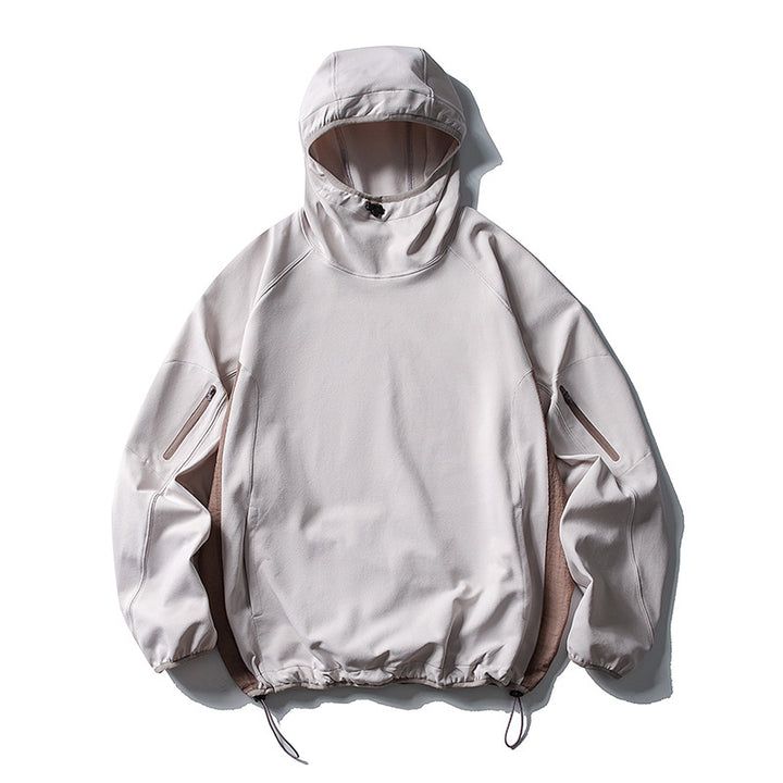 Unisex Leichter technischer Kapuzen-Anorak mit Raglanärmeln, Ärmeltaschen und Kordelzug Echoarchiv