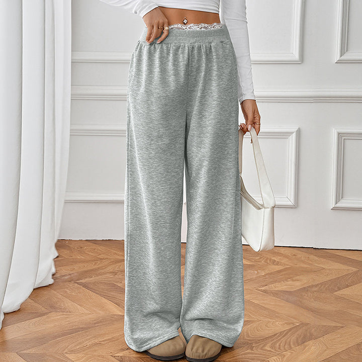 Damen Komfortweite Jersey-Loungehose mit hohem Elastikbund – Avélisse