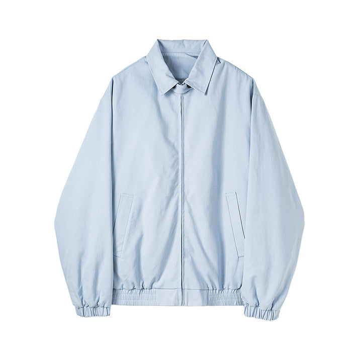Herren Minimalistische Harrington-Übergangsjacke mit Stehkragen, Kinnschutzriegel und elastischem Saum Echoarchiv