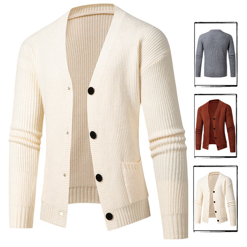Herren modische Strickjacke mit feinem Rippstrickdesign Echoarchiv