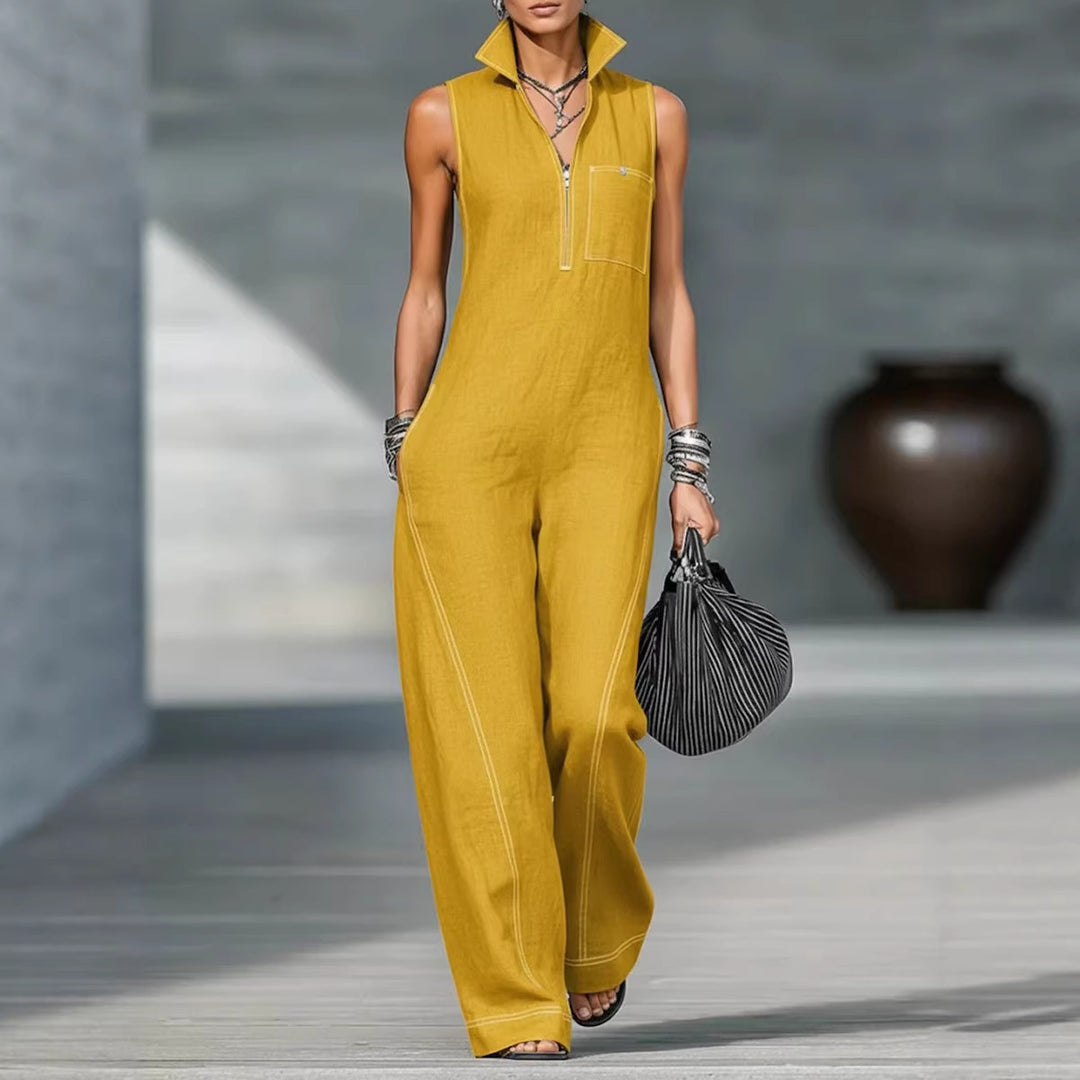 Damen Utility-Jumpsuit mit hochgeschlossenem Kragen und tiefem Reißverschluss Echo Archiv