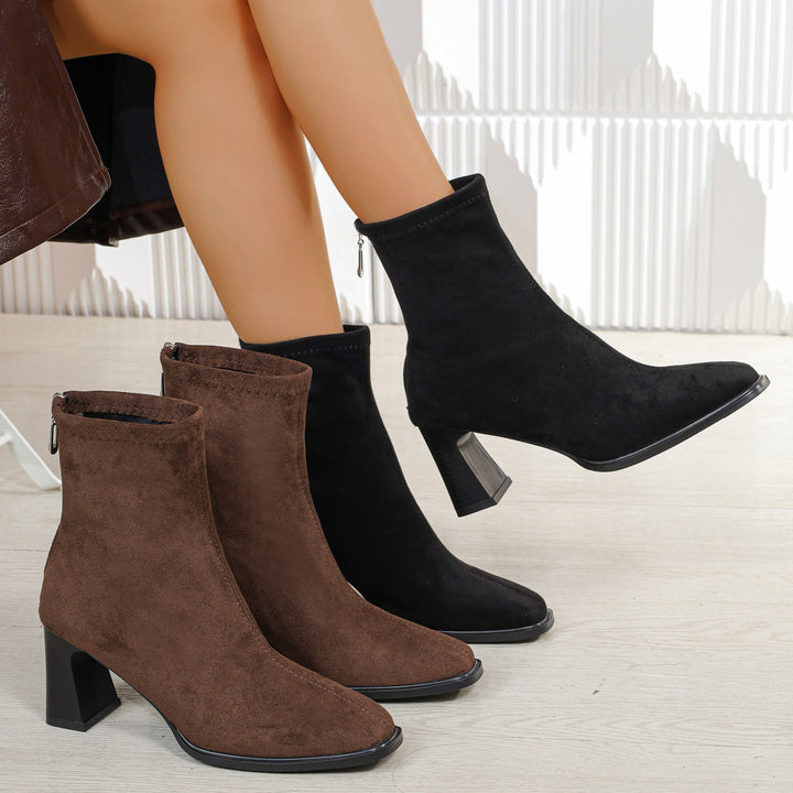 Damen Elegante Stiefeletten aus Wildleder mit Blockabsatz Echo Archiv