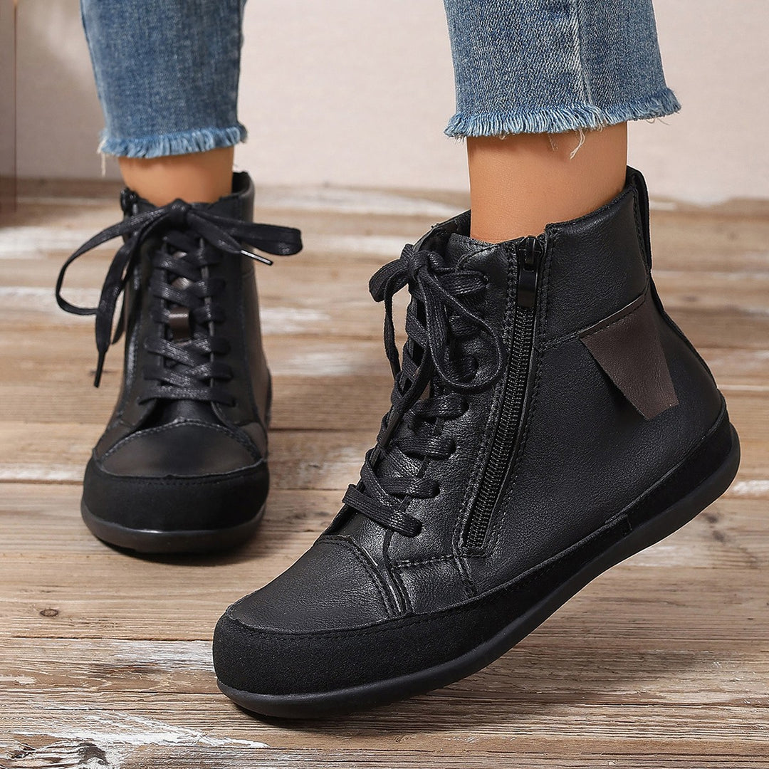 Damen  hochgeschnittene Freizeit-Sneaker-Stiefelette mit seitlichem Reißverschluss gepolstertem Fußbett und rutschfester Gummisohle Echo Archiv