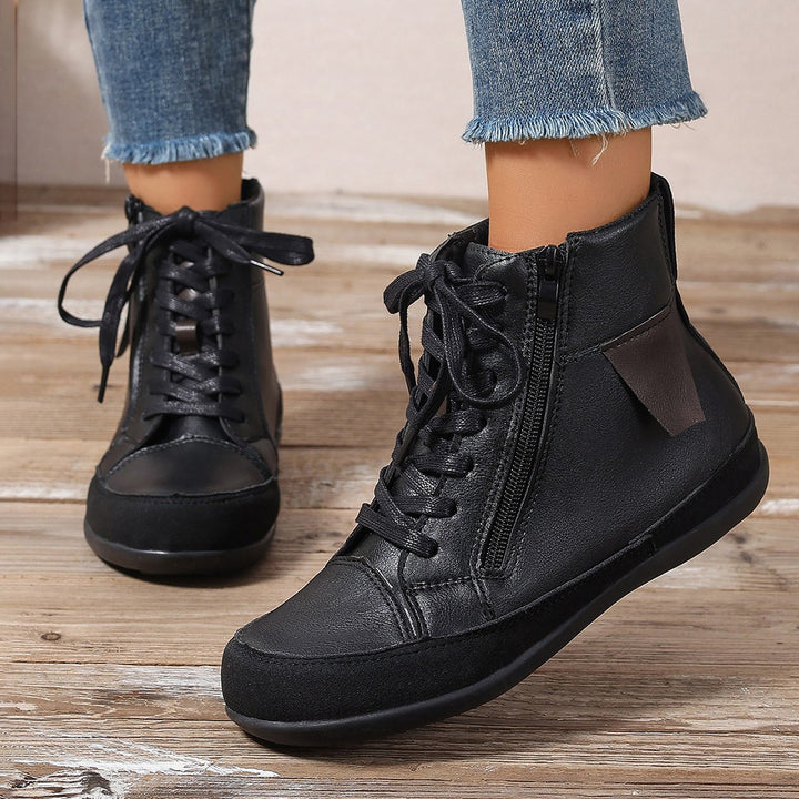 Damen  hochgeschnittene Freizeit-Sneaker-Stiefelette mit seitlichem Reißverschluss gepolstertem Fußbett und rutschfester Gummisohle Echo Archiv