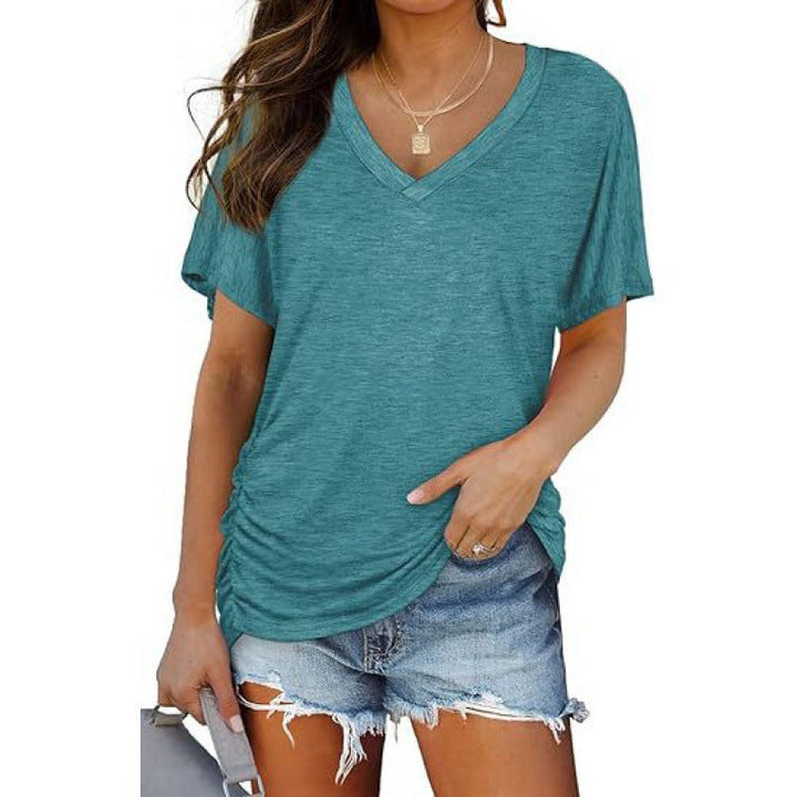 Damen V-Ausschnitt T-Shirt Aus Weichem Single Jersey Echoarchiv
