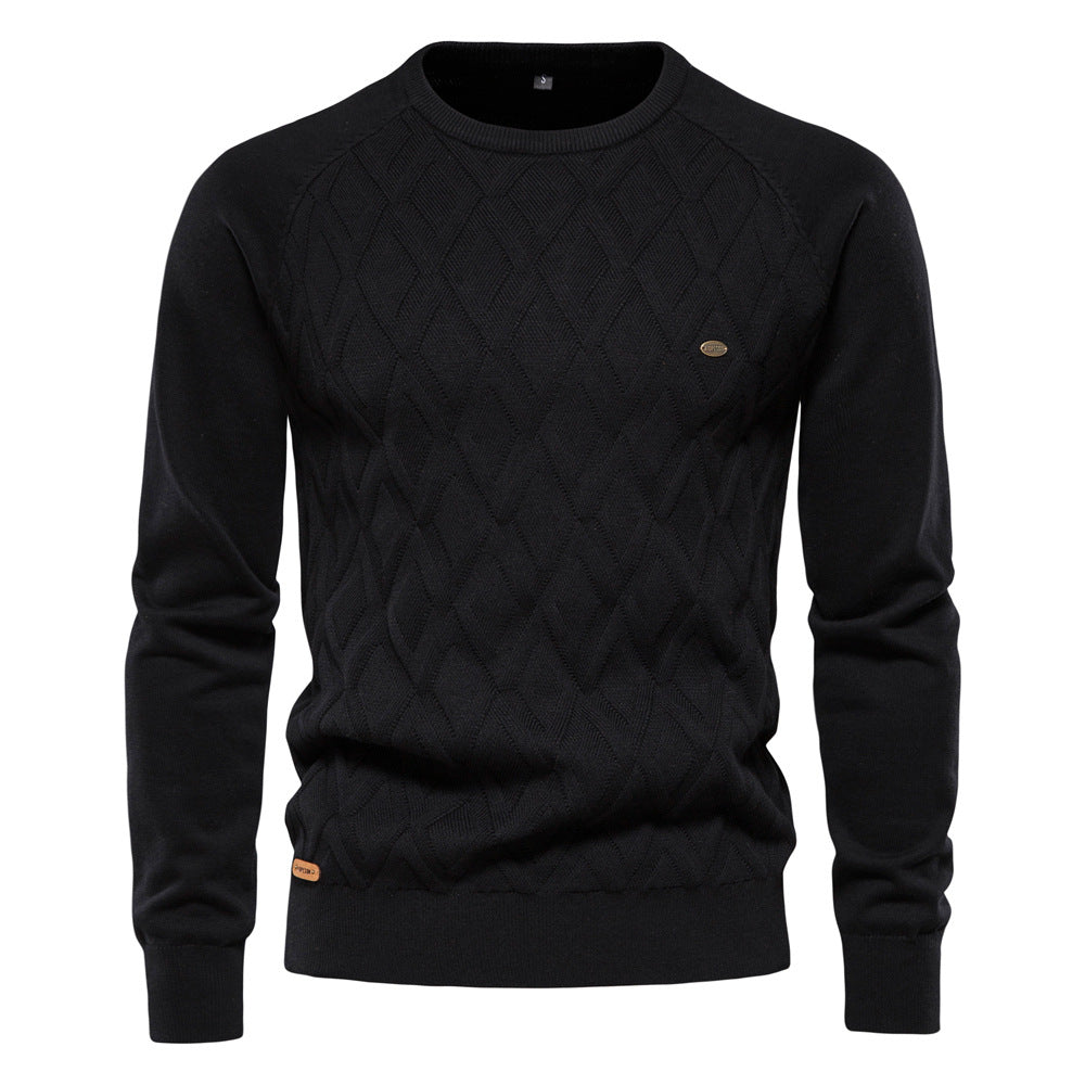Herren Strickpullover mit strukturierter Rautenmuster-Optik und modischem Rundhalsausschnitt Echoarchiv
