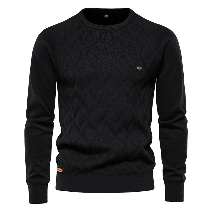 Herren Strickpullover mit strukturierter Rautenmuster-Optik und modischem Rundhalsausschnitt Echoarchiv
