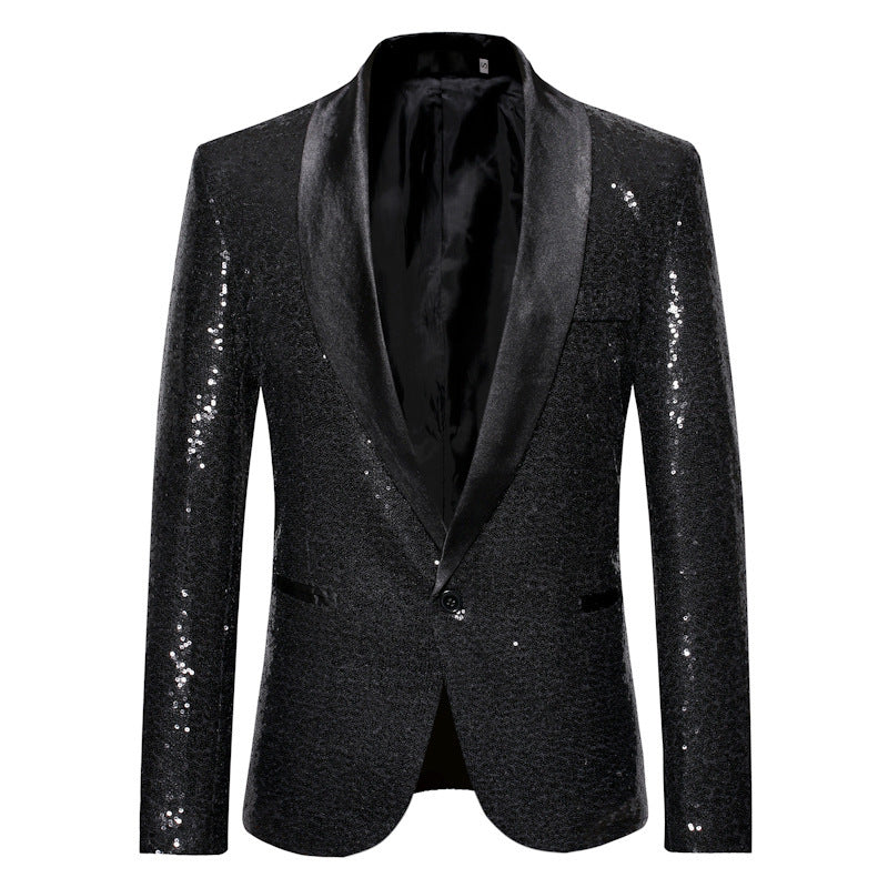 Herren Glamouröser Paillettenblazer mit schwarzem Revers Echoarchiv
