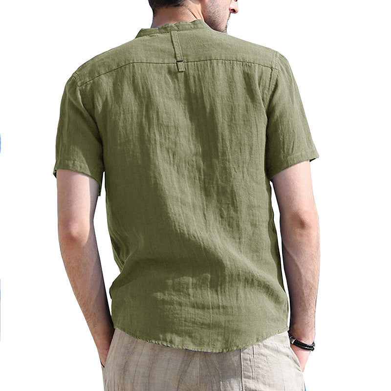 Herren Kurzarm-Henley-Shirt mit praktischem Brusttaschen-Design Echoarchiv