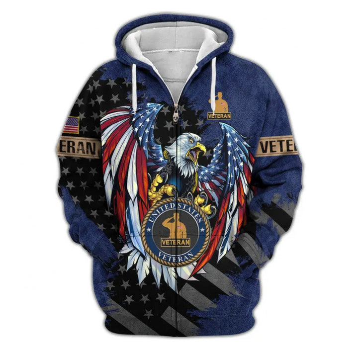 Herren Kapuzensweater mit amerikanischem Veteranenmotiv Echoarchiv