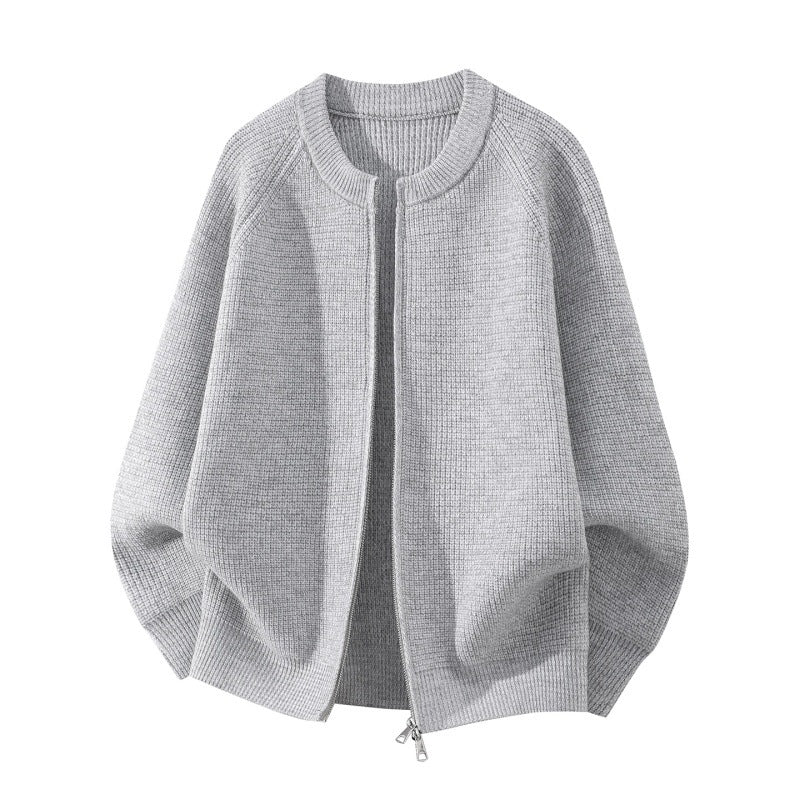 Damen Oversize-Strickcardigan mit Rundhals, Raglanärmeln und Zwei-Wege-Reißverschluss Echoarchiv
