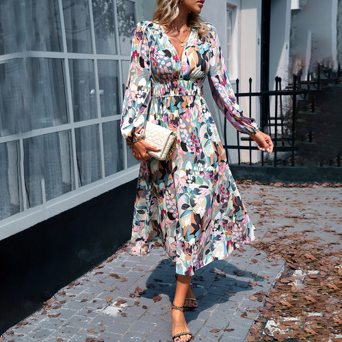 Damen Midi-Kleid mit floralem Druck und elastischem Tailleneinsatz Echo Archiv