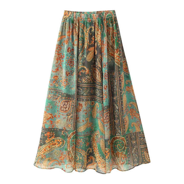 Damen nan fließender Maxi-Rock mit elastischem Bund, Paisley-Print und luftiger Chiffon-Optik Echo Archiv