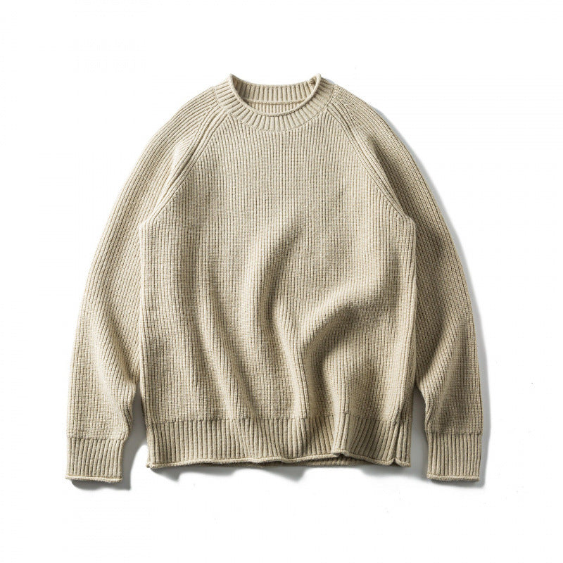 Unisex Grobgestrickter Rundhals-Pullover im Oversize-Boxy-Cut mit Raglanärmeln Echo Archiv
