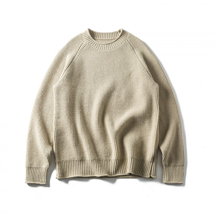 Unisex Grobgestrickter Rundhals-Pullover im Oversize-Boxy-Cut mit Raglanärmeln Echo Archiv