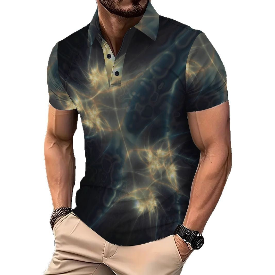 Herren Poloshirt mit kreativem grafischen Muster Echoarchiv