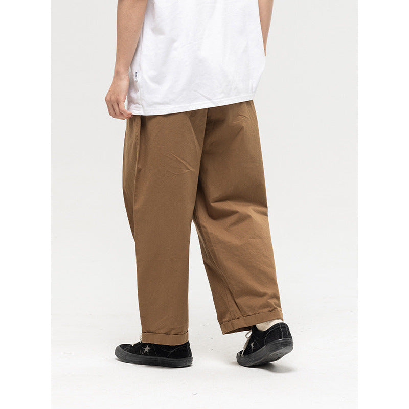 Damen Weite High‑Waist Bundfalten-Hose mit elastischem Kordelbund und gekrempeltem Saum Echo Archiv