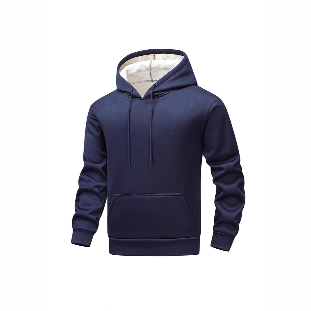 Herren Fleece-Kapuzenpullover mit Sherpa-Innenfutter und Kängurutasche – Cavarno