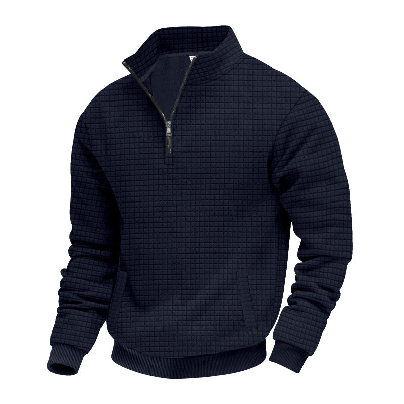 Herren Fleece-Pullover mit strukturiertem Design und hohem Kragen Echoarchiv