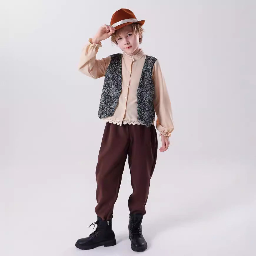Unisex nan Kinderweste im Vintage Brokatstil mit floralem Jacquardmuster Echo Archiv