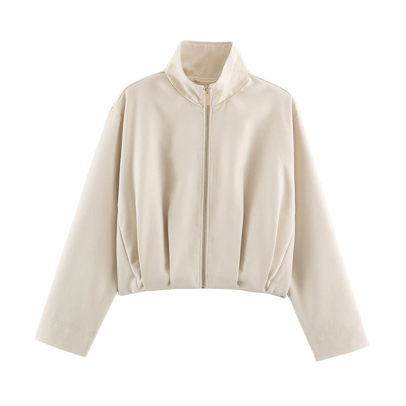 Damen Boxy-Cropped Blousonjacke mit hohem Stehkragen und taillennahem Gummizug Echo Archiv