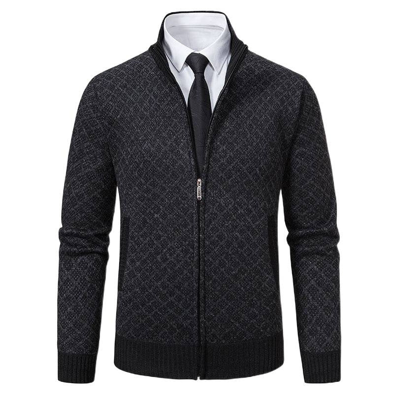 Herren Modische Strickjacke mit hochwertigem Zopfmuster und Reißverschluss Echoarchiv