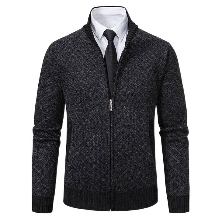 Herren Modische Strickjacke mit hochwertigem Zopfmuster und Reißverschluss Echoarchiv