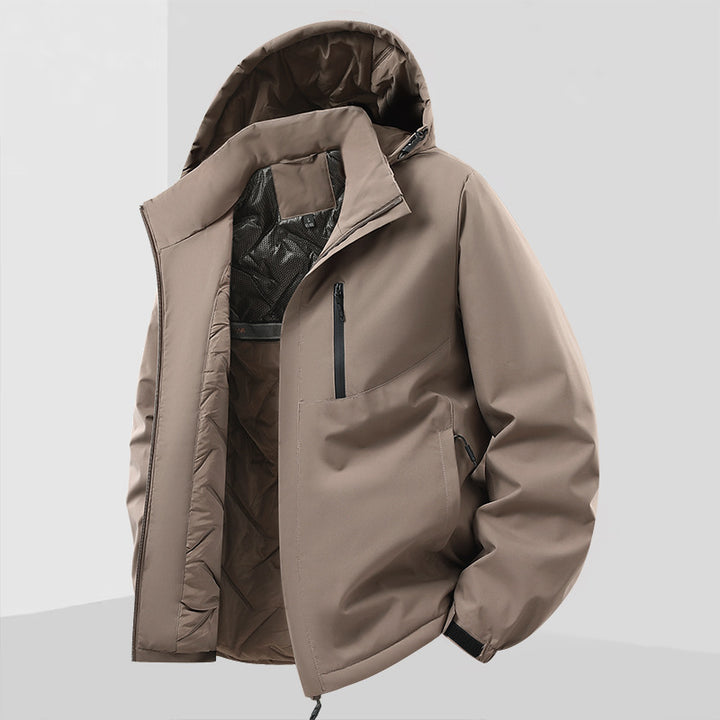 Herren Leichte isolierte Hybrid-Outdoorjacke mit Thermofutter, Kapuze und wasserdichten Reißverschlüssen Echo Archiv