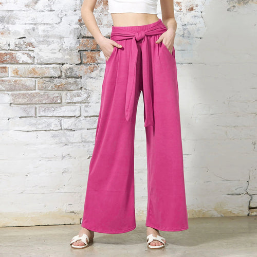 Damen Weite Jersey-Hose mit hohem Bund und Bindegürtel Echo Archiv