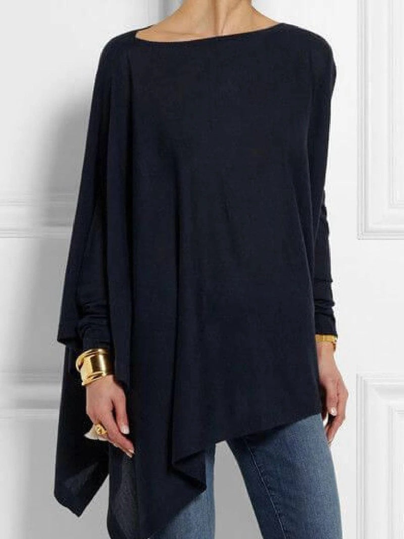 Damen nan drapierte Oversize-Tunika mit schrägem Zipfelsaum und weiten Fledermausärmeln Echo Archiv