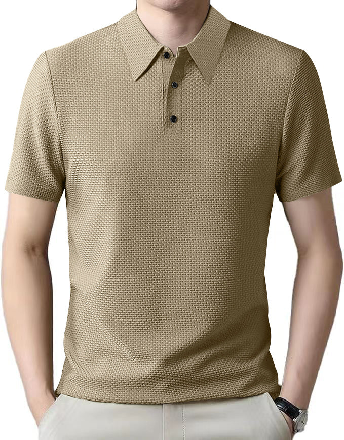 Herren Polohemd mit strukturiertem Design und atmungsaktiver Textur Echoarchiv