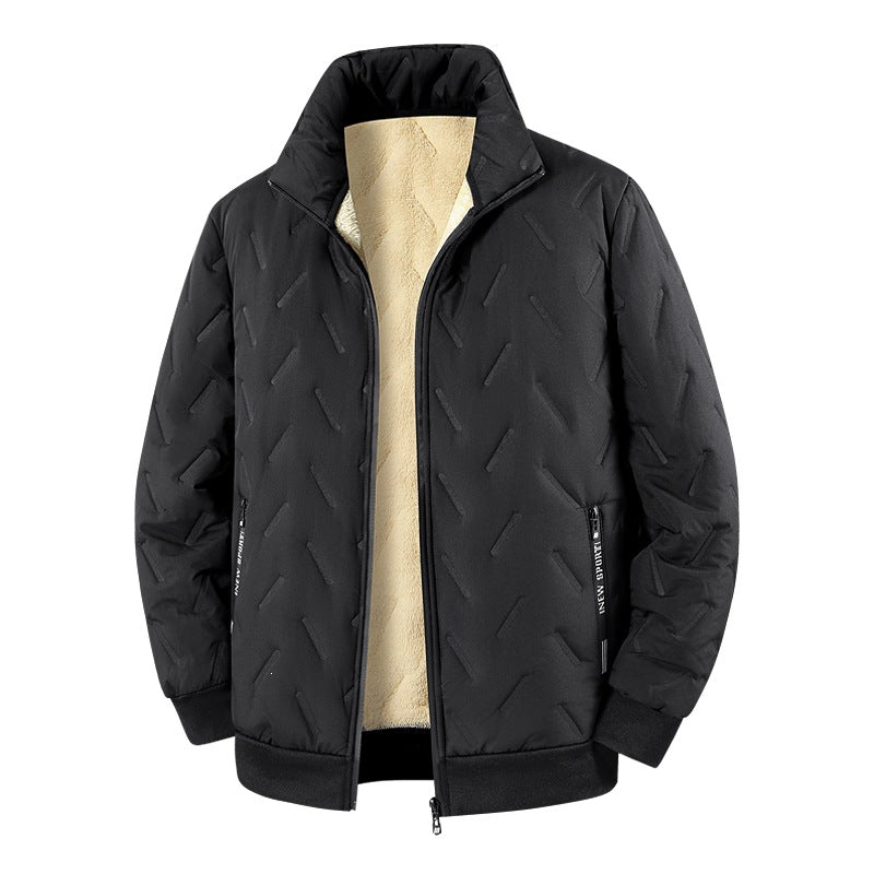 Herren Wattierte Jacke mit Teddyfutter, Stehkragen & Reißverschluss Echoarchiv