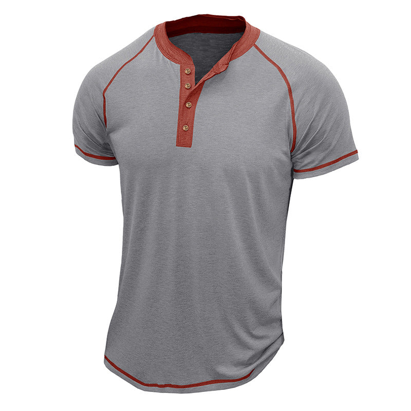Herren Kurzarm Henley-Shirt mit Kontrastdetails und strapazierfähigem Stoff Echoarchiv