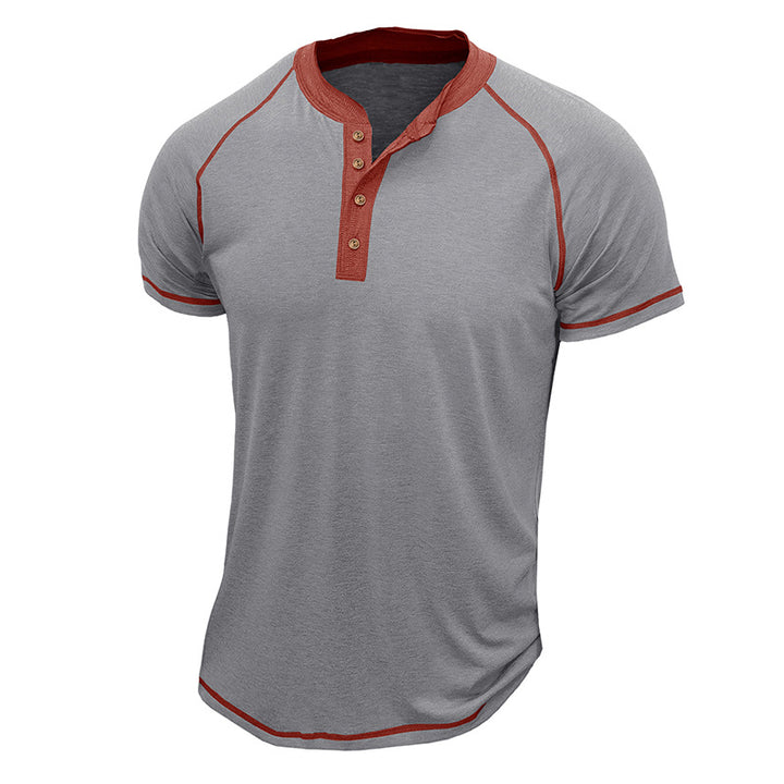 Herren Kurzarm Henley-Shirt mit Kontrastdetails und strapazierfähigem Stoff Echoarchiv