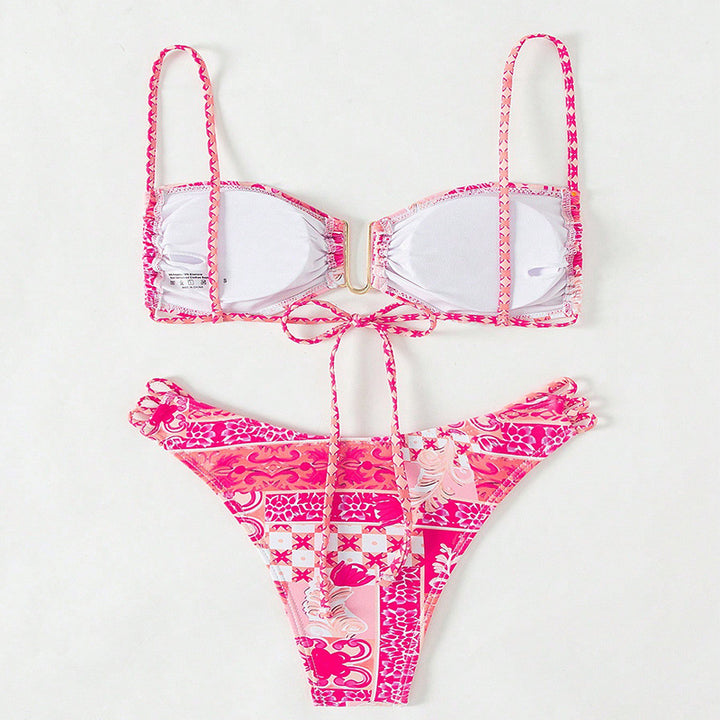 Damen Bandeau-Bikini mit raffinierten Rüschendetails und elegantem Muster Echo Archiv