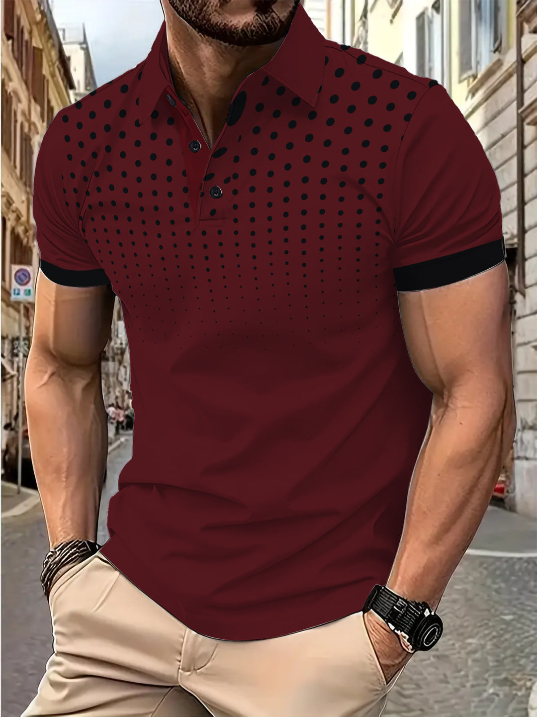 Herren Poloshirt mit dynamischem Punktmuster und modernem Schnitt Echoarchiv