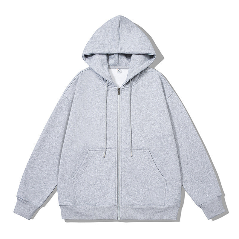 Unisex oversized Kapuzenjacke mit ausladendem Schulterschnitt, durchgehendem Reißverschluss und French-Terry Echo Archiv