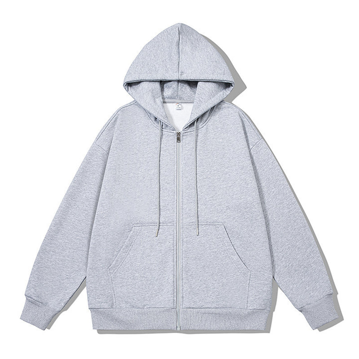 Unisex oversized Kapuzenjacke mit ausladendem Schulterschnitt, durchgehendem Reißverschluss und French-Terry Echo Archiv
