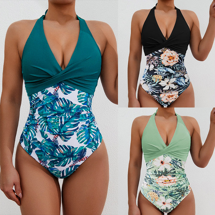 Damen Hochgeschnittener Badesuit mit floralem Design Echo Archiv