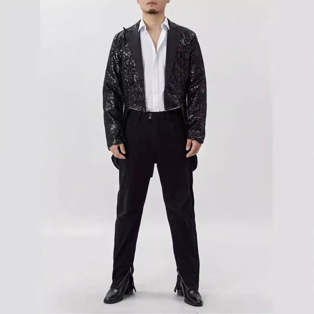 Herren festlicher Pailletten Blazer mit elegantem Revers Echoarchiv