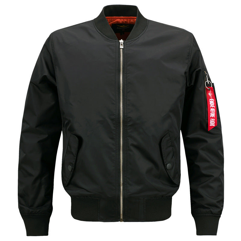 Herren Glatte Nylon-Bomberjacke mit gefütterter Innenlage, Rippbündchen und Ärmel-Utilitytasche – Brevano