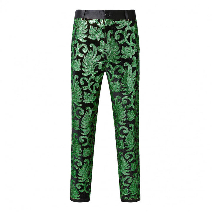 Herren Elegante Paillettenhose mit floralem Design Echoarchiv