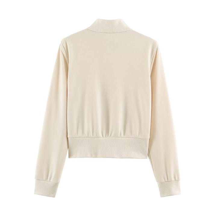 Damen Kurz geschnittene Sweatjacke mit ornamentalem Zierkordel‑Besatz und Stehkragen Echo Archiv