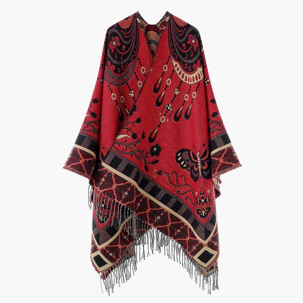 Damen Jacquard‑Überwurf im Wandteppich‑Jacquard mit Fransensaum – Avérine