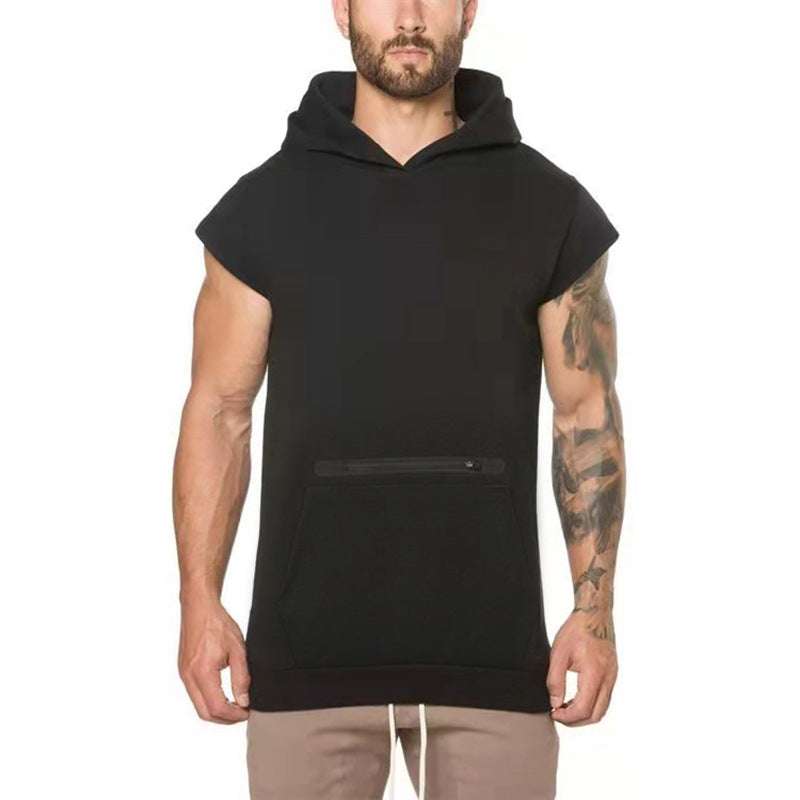 Herren Kapuzen-T-Shirt mit Ärmelloses Design und praktischer Fronttasche Echoarchiv
