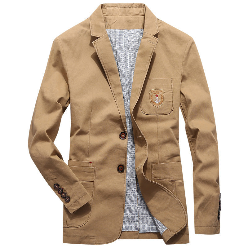 Herren Baumwoll-Canvas Sakko im Casual-Look mit Brustpatch – Tianoro
